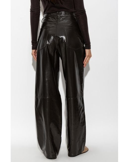 Rohe Black Lacquer Baggy Leather Trousers