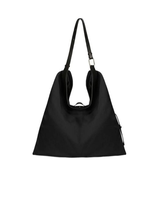Jil Sander Black Soft Rolled Hobo Bag for men