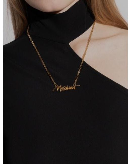 Moschino Metallic Logo Necklace