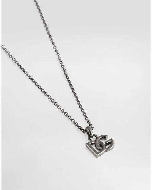 Dolce & Gabbana White Dg Logo Necklace for men