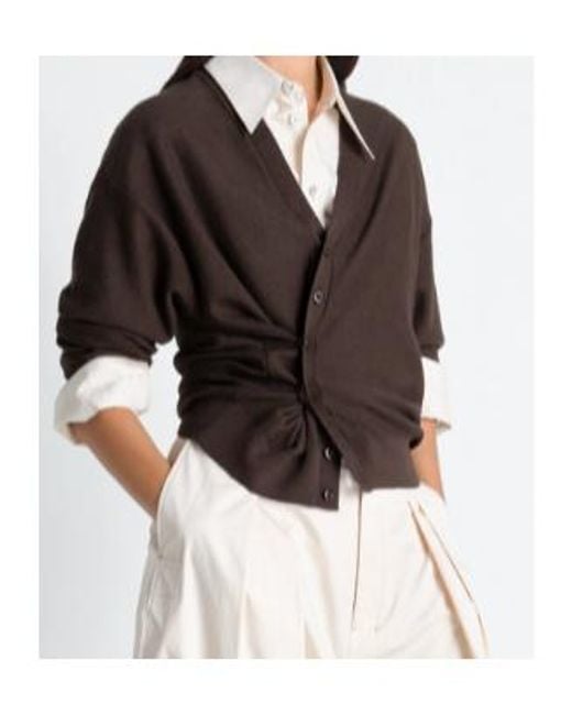 Lemaire Brown V-Neck Cardigan for men