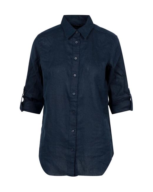 Ralph Lauren Blue Lauren Relaxed Fit Roll Tab-Sleeved Shirt