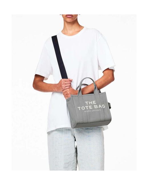 Marc Jacobs Gray Logo Printed Zip-Up Small Tote Bag
