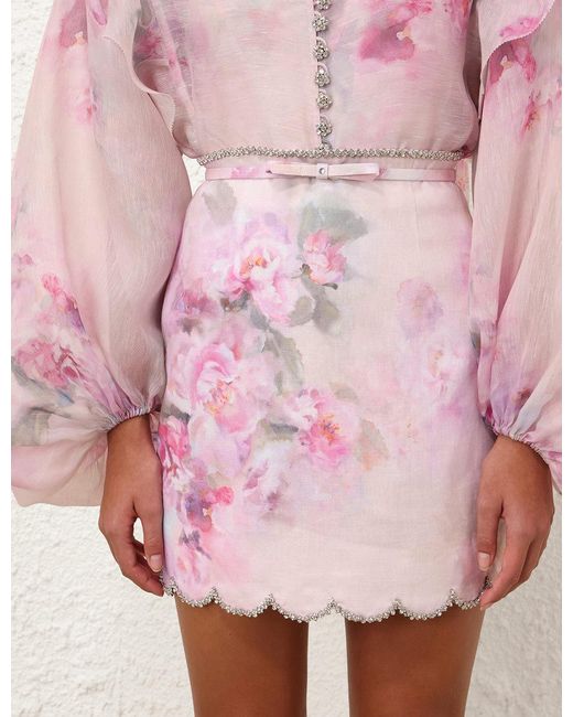 Zimmermann Pink Crush Scalloped Mini Skirt