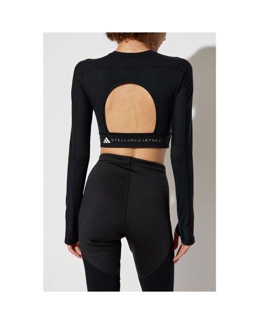 Adidas By Stella McCartney Black Truestrenght Logo Printed Top