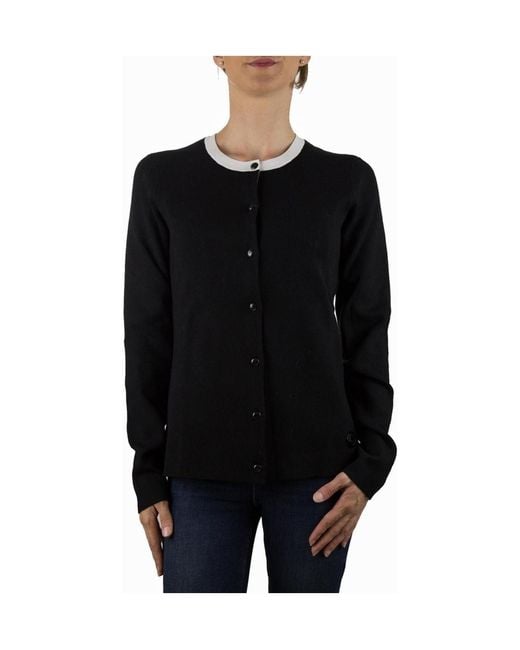 Armani Jeans Black Round-Collar And Long-Sleeved Knitted Cardigan