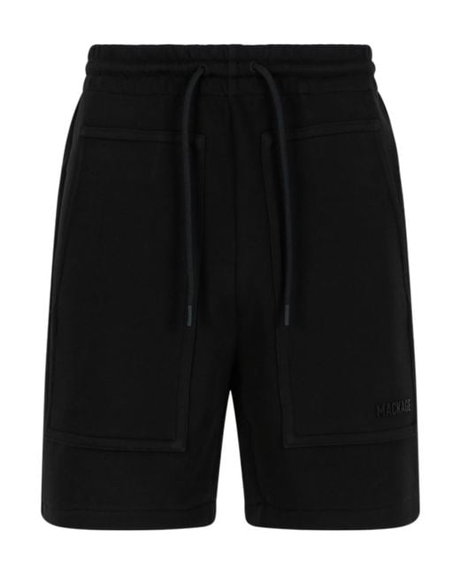 Mackage Black Elwood Drawstring Logo Shorts