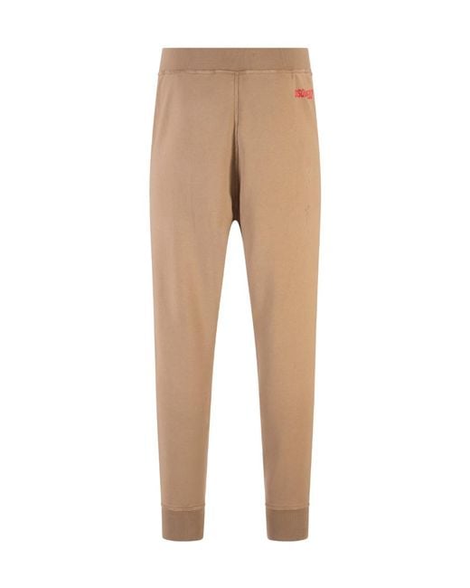 DSquared² Natural Tapered Cotton Track Pants for men