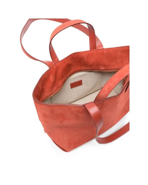 A.P.C. Red Suede Tote Bag