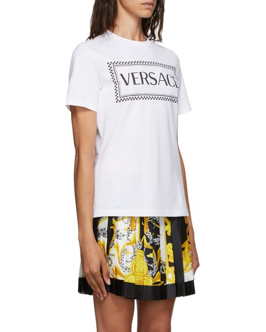 Versace White Logo-Print Crew Neck T-Shirt