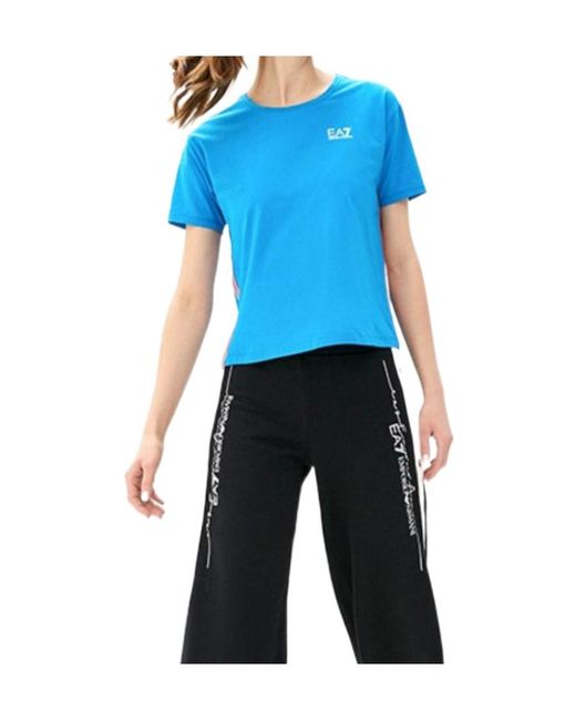 EA7 Blue Round-Necked Logo T-Shirt