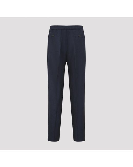 Etro Blue Drawstring Tapered Leg Trousers for men