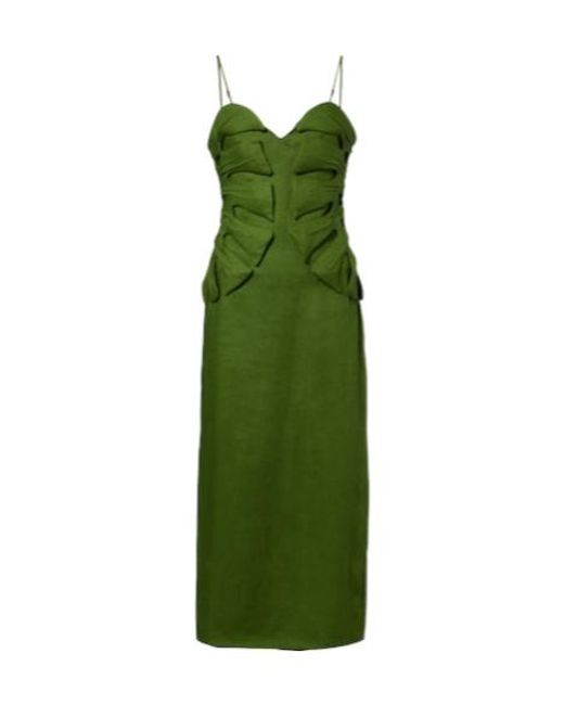 Farm Rio Green Monstera Linen Midi Dress