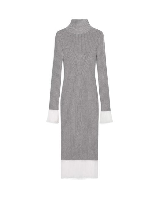 Sportmax Gray Layered Ribbed Midi Dress