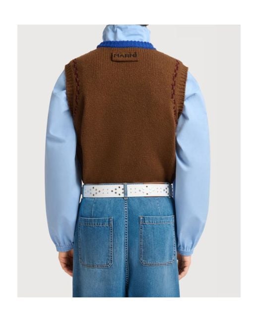 Marni Blue M Intarsia Vest for men