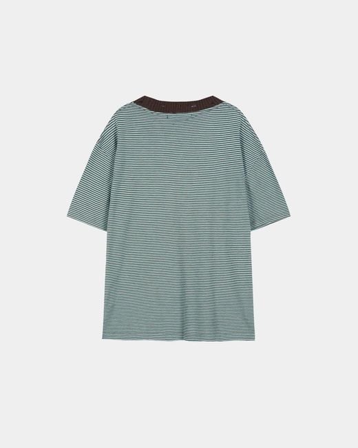 ANDERSSON BELL Blue Heart-Shaped Striped T-Shirt for men