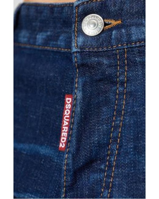 DSquared² Blue Logo-Patch Straight Leg Jeans for men