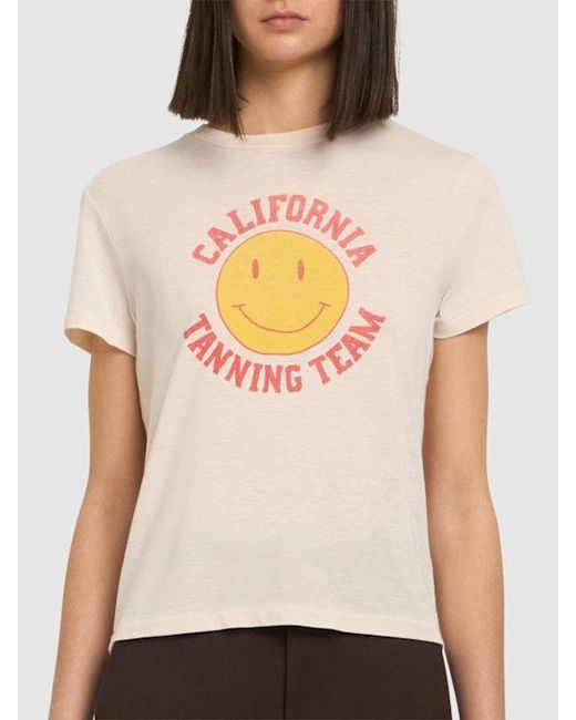 Re/done Pink Round-Neck Printed T-Shirt