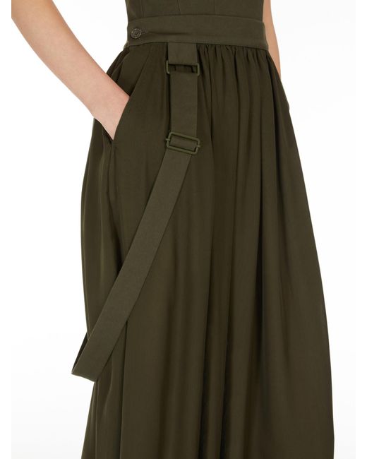 Max Mara Green Buckle Detailed Maxi Skirt