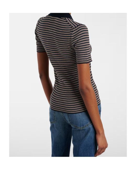 Nili Lotan Black Gemmatta Striped Cotton Polo Shirt