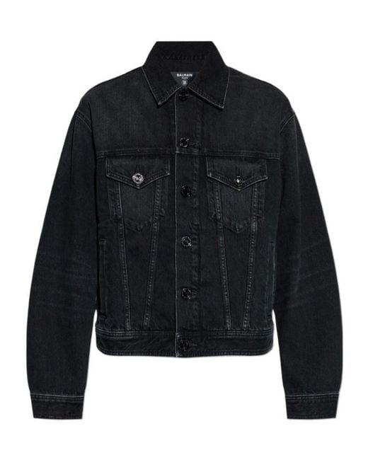 Balmain Blue Collared Button-Up Denim Jacket for men