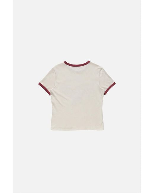 Acne Pink Logo-Print Ringer T-Shirt for men