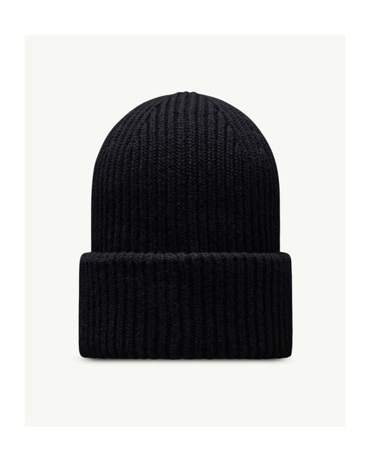 Moncler Black Classic Logo Embroidered Beanie for men