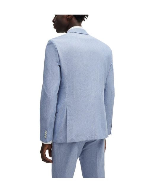 Boss Blue Single-Breasted Blazer for men
