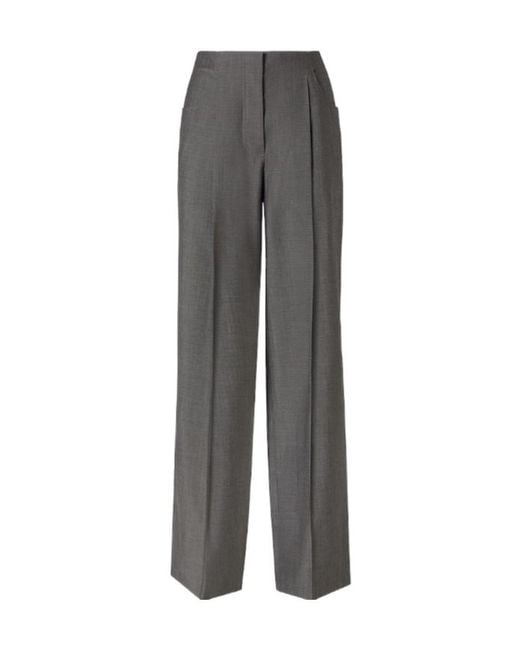 Fendi Gray Wide-Leg Pleated Trousers