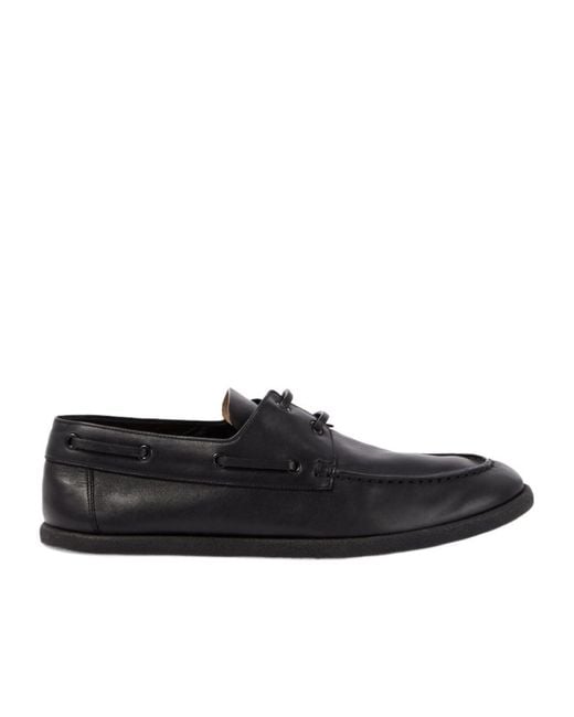 The Row Black Novus Leather Boat Shoes for men
