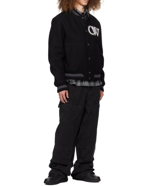 Off-White c/o Virgil Abloh Black Varsity Bomber Jacket for men
