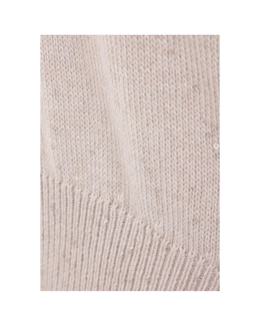 Brunello Cucinelli White V-Neck Sequin Embellished Knitted Jumper