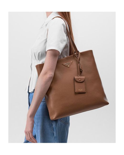 Prada Brown Daino Sft Tote Ld05