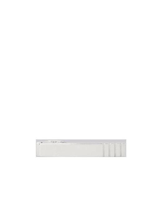 Thom Browne White 4-Bar Polished Long Tie Bar for men