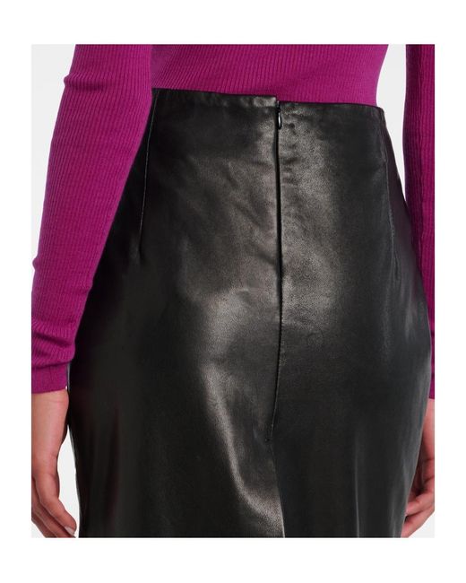 Nour Hammour Black Elisse Leather Pencil Skirt