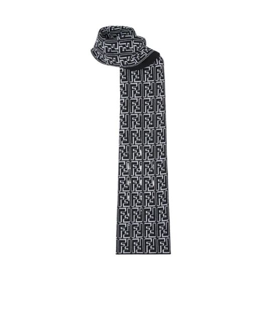 Fendi Gray Allover Ff Jacquard Scarf for men