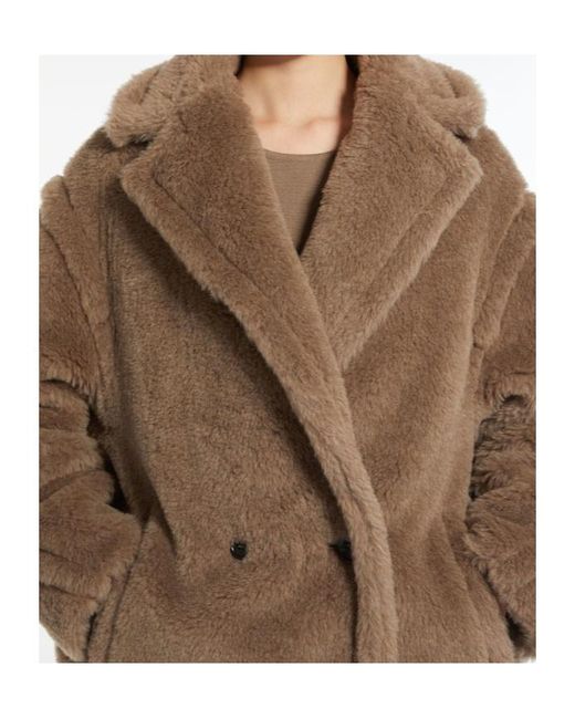 Max Mara Brown Espero Faux-Fur Double-Breasted Coat