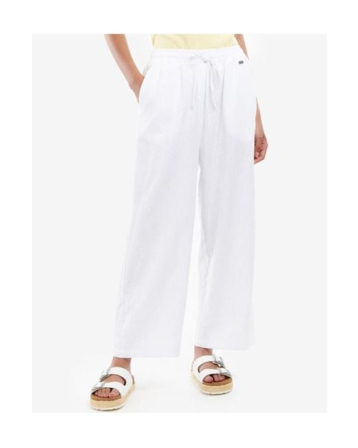 Barbour White Linen Trousers