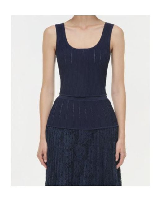 Jonathan Simkhai Blue Rylan Pointelle-Knit Tank Top