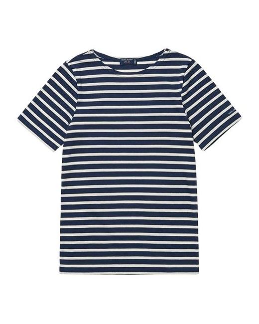 Saint James Blue Striped Crewneck T-Shirt for men