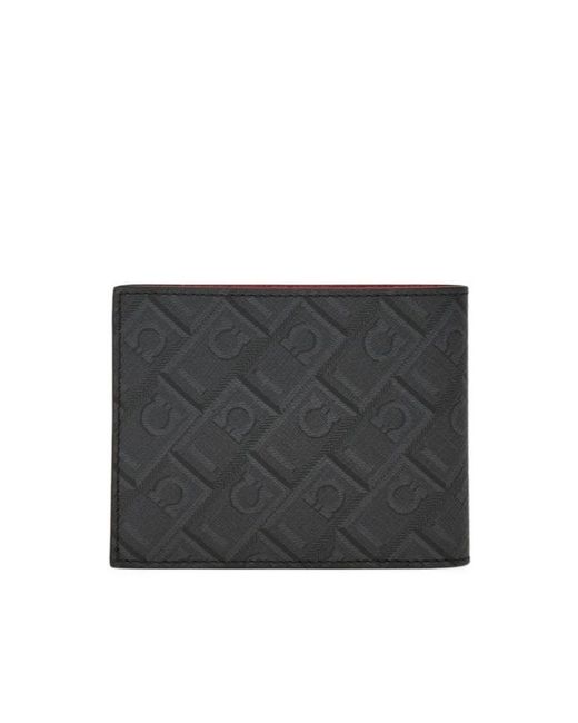 Ferragamo Black Ferragamo Monogram Printed Bi-Fold Wallet for men