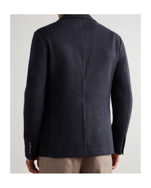 Loro Piana Blue Long-Sleeved Suit Jacket for men