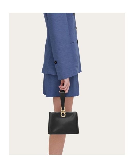Ferragamo Black Leather Mini Clutch