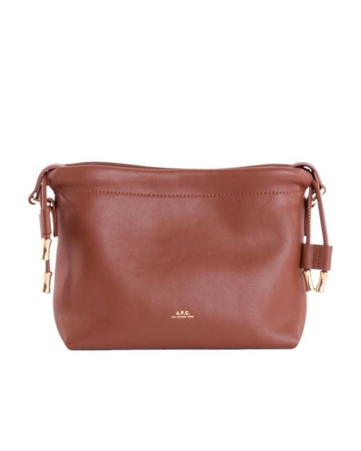 A.P.C. Red Ninon Logo Embossed Mini Shoulder Bag