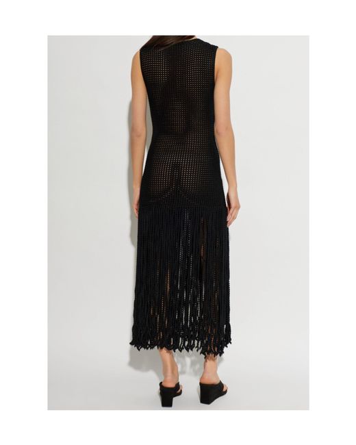 Alaïa Black Alaïa Fringed Bead Knit Dress