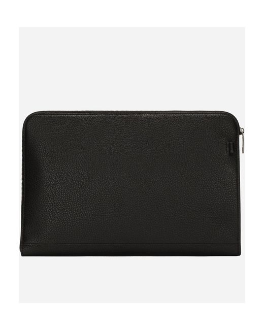 Dolce & Gabbana Black Large Loog Embossed Zipped Pouch for men