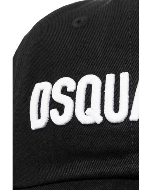 DSquared² Black Logo Embroidered Curved Peak Cap for men