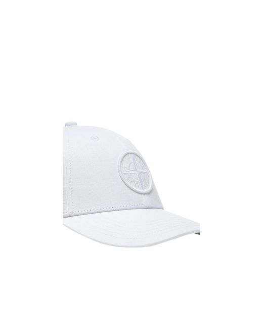 Stone Island White Logo Embroidered Baseball Cap for men