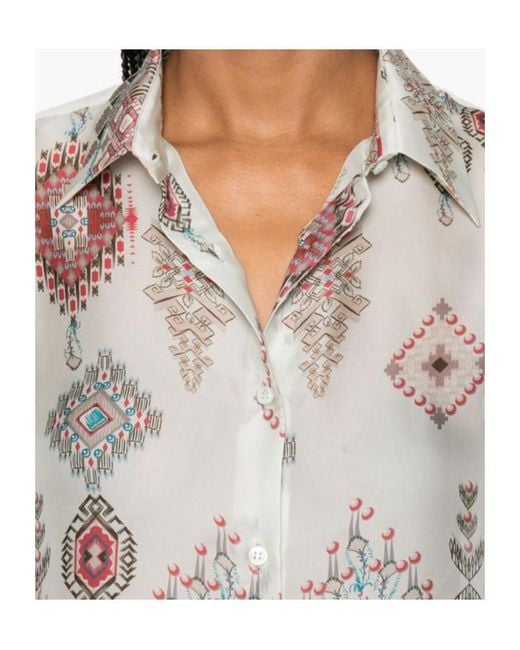 Ermanno Scervino White Geometric-Printed Long Sleeved Shirt