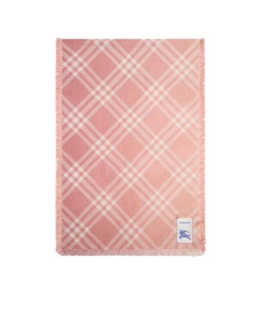 Burberry Pink Gradient Check Fringed Scarf